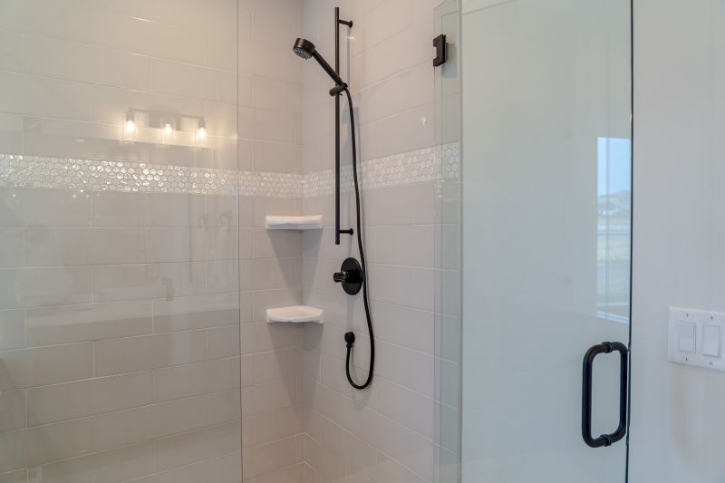 Open Shower with Black Fixtures